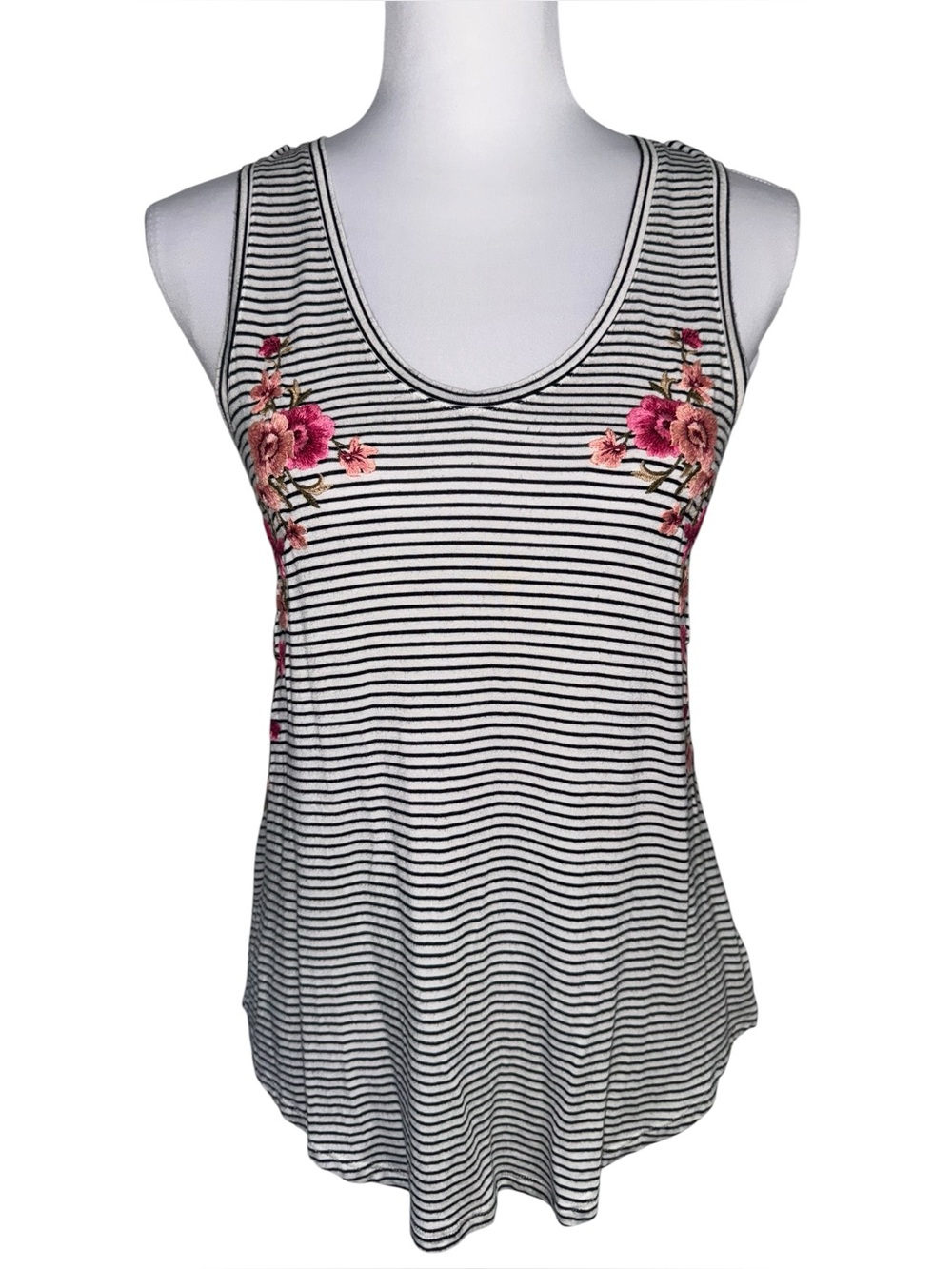 American‎ Eagle Soft Sexy Striped Floral Embroidered Tank Top XS Boho